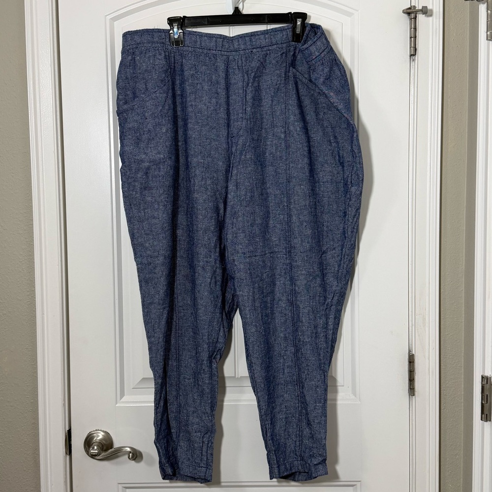 Old Navy Blue Chambray Elastic Waist Pants